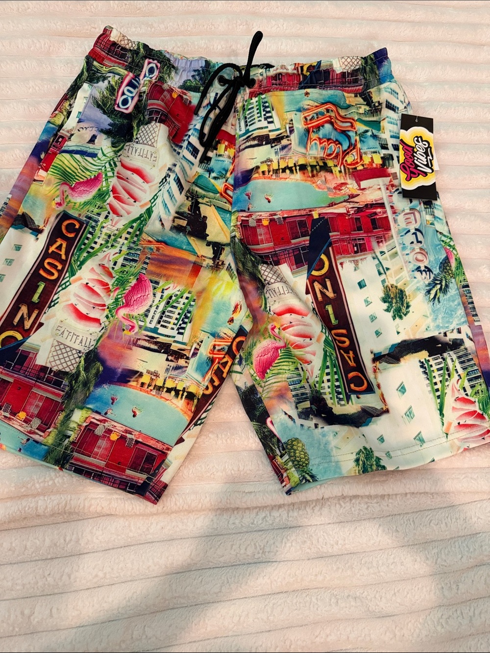 Colorful Casino-Print Men’s Shorts - Multicolor - M